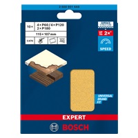 Bosch sada brusných papírů EXPERT C470, 115 × 107 mm, G 60/120/180, 10 ks