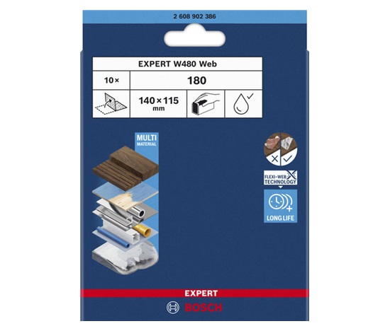 Bosch EXPERT W480 Web 1/4 ruční brusná síť, 115 × 140 mm, G180