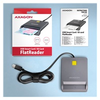 AXAGON CRE-SM3TC, USB-C FlatReader čtečka kontaktních karet Smart card (eObčanka), kabel 1.2m
