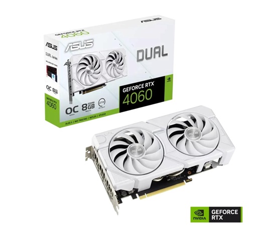 ASUS VGA NVIDIA GeForce RTX 4060 DUAL OC EVO 8G WHITE, 8G GDDR6, 3xDP, 1xHDMI