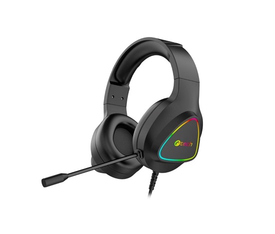 C-TECH Herní sluchátka Midas (GHS-17BK), RGB podsvícení, 3.5mm Jack, černá