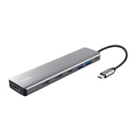 TRUST Dokovací stanice DALYX 7v1, 1xDP, 2xHDMI, 2xUSB-C, 2xUSB, šedá