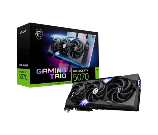 MSI VGA NVIDIA GeForce RTX 5070 12G GAMING TRIO OC, RTX 5070, 12GB GDDR7, 3xDP, 1xHDMI