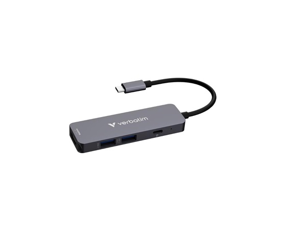 VERBATIM Dokovací stanice USB-C, 4v1, HDMI, USB-C PD, USB 3.0, USB 2.0, šedá