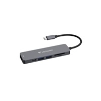 VERBATIM Dokovací stanice USB-C, 6v1, HDMI, USB-C PD, USB 3.0, USB 2.0, SD a microSD, šedá