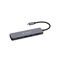 VERBATIM Dokovací stanice USB-C, 7v1, HDMI, USB-C PD, USB-C, 2xUSB 3.0, SD a microSD, šedá
