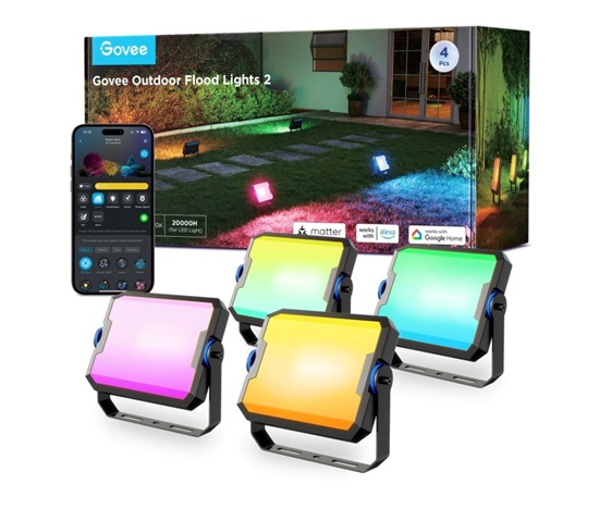 BAZAR - Govee Flood Lights 2 venkovní SMART LED světla 4ks - Poškozený obal (Komplet)