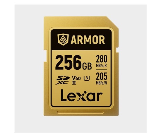 Lexar SDXC ARMOR Gold UHS-II U3, Stainless Steel, IP68 R280/W210 (V60) 256GB