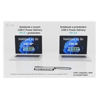 i-tec USB-C Metal Nano 3x Display Dock, 2x HDMI 1x USB-C video,PD 140W + Universal Charger 140 W