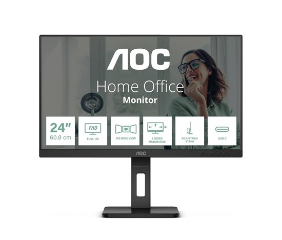 BAZAR - AOC MT IPS LCD WLED 23,8" 24P3CV - IPS, 1920x1080, 300cd, 2xHDMI, DP, USB-C, 4xUSB 3.2, pivot, repro - Pošk.obal