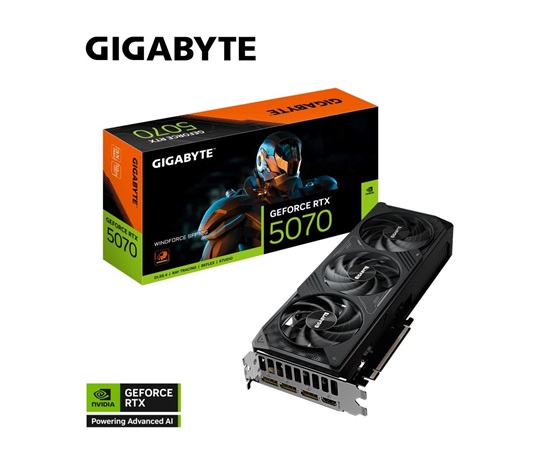 GIGABYTE VGA NVIDIA GeForce RTX 5070 WINDFORCE 12G, 12G GDDR7, 3xDP, 1xHDMI