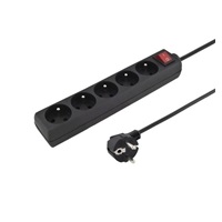 Konnoc DX-5FS 5m pětizásuvka s vypínačem ČERNÁ