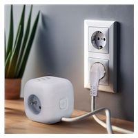 Solight 3z + USB A+C prodlužovací přívod - kostka, kabel 2m, 3 x 1mm2, bílý, vypínač