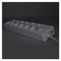 Solight 6z prodlužovací přívod, 3m, 3 x 1mm2, bílý, 6+1 vypínač