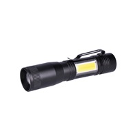 Solight LED kovová svítilna, 150 +60lm, 3W + COB, AA, černá