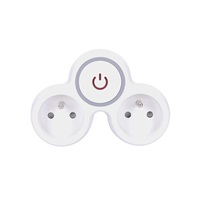 Solight rozbočka, 2x 10A, bílá-šedá, vypínač