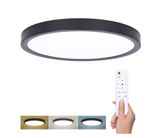 Solight LED osvětlení s dálkovým ovladačem Estela Black, 36W, 2700lm, 30cm, změna chromatičnosti, stmívatelné