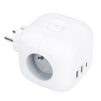 Solight rozbočka kostka, 3x 16A + USB A+C, bílá, vypínač