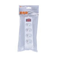 Solight vícenásobná zásuvka, 4 zásuvky, vypínač