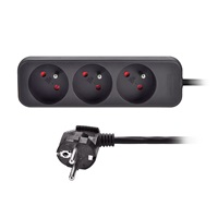 Solight prodlužovací přívod, 3 zásuvky, černý, 3m