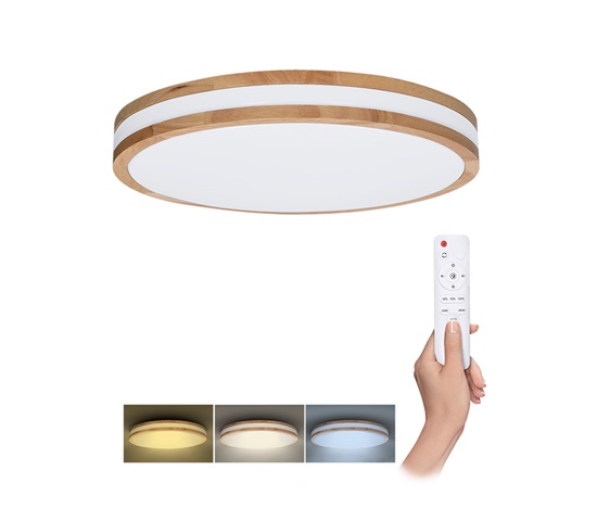 Solight LED osvětlení s dálkovým ovladačem Woody, 48W, 3360lm, 38cm, změna chromatičnosti, stmívatelné