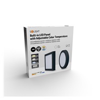 Solight LED mini panel CCT, přisazený, 12W, 900lm, 3000K, 4000K, 6000K, kulatý, černá barva