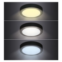 Solight LED mini panel CCT, přisazený, 18W, 1530lm, 3000K, 4000K, 6000K, kulatý, černá barva