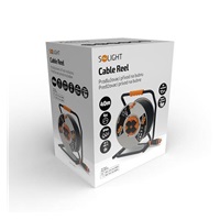 Solight prodlužovací přívod - na kovovém bubnu, 4 zásuvky, 40m kabel guma-neopren, 3x 2,5mm2, IP44