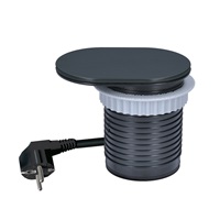 Solight 1z + USB A+C 20W PD vestavná zásuvka s posuvným víčkem, 2m, matná černá