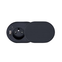 Solight 1z + USB A+C 20W PD vestavná zásuvka s posuvným víčkem, 2m, matná černá