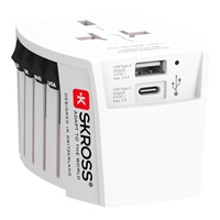 SKROSS cestovní adaptér MUV USB, USB A+C, univerzální pro 150 zemí