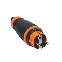 Solight zástrčka do vlhka, přímá, IP44, černá-oranžová