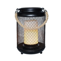 Solight kovová lucerna s LED svíčkou, teplá bílá, 3xAA, černá, 20cm