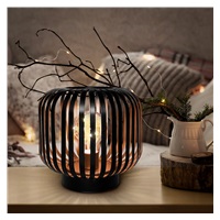 Solight kovová oválná lucerna se žárovkou s micro LED, teplá bílá, měděná, 3xAA, 18cm