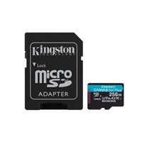 Kingston MicroSDXC karta 256GB Canvas Go! Plus, R:200/W:160MB/s, Class 10, UHS-I, U3, V30, A2 + Adaptér