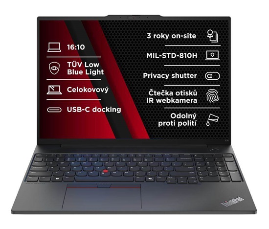 LENOVO NTB ThinkPad E16 AMD G2 - Ryzen5 7535U,16" WUXGA,16GB,256SSD,FHD+IRcam,W11P,5y onsite,5y KYD