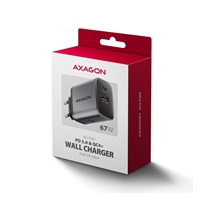 AXAGON ACU-PQ67, GaN nabíječka do sítě 67W, výstup USB-A + USB-C, PD3.0/PPS/QC4+/SFC2.0/Apple