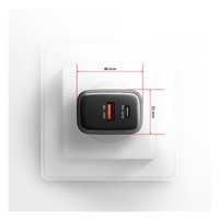 AXAGON ACU-PQ67D, GaN nabíječka do sítě 67W, výstup USB-A + USB-C, PD3.0/PPS/QC4+/SFC2.0/Apple, LCD display