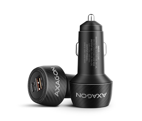 AXAGON PWC-PQ48, nabíječka do auta 48W, výstup USB-A + USB-C, PD3.0/PPS/QC4+/SFC/Apple