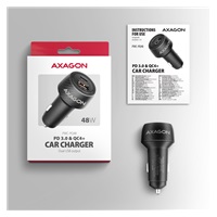 AXAGON PWC-PQ48, nabíječka do auta 48W, výstup USB-A + USB-C, PD3.0/PPS/QC4+/SFC/Apple