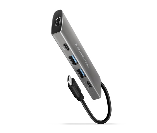 AXAGON HMC-5G21, USB 10Gb/s hub, porty 2x USB-A, 2x USB-C, HDMI 4k/30, PD 60W, kabel USB-C 13cm