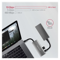 AXAGON HMC-5G21, USB 10Gb/s hub, porty 2x USB-A, 2x USB-C, HDMI 4k/30, PD 60W, kabel USB-C 13cm