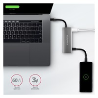 AXAGON HMC-5G21, USB 10Gb/s hub, porty 2x USB-A, 2x USB-C, HDMI 4k/30, PD 60W, kabel USB-C 13cm