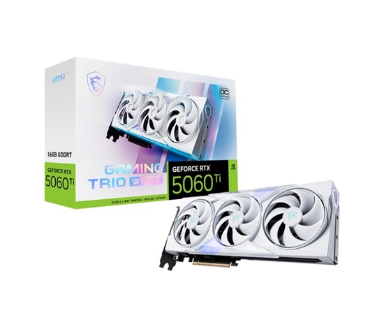 MSI VGA NVIDIA GeForce RTX 5060 Ti 16G GAMING TRIO OC WHITE, RTX 5060 Ti, 16GB GDDR7, 3xDP, 1xHDMI