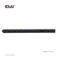 Club3D Dokovací stanice USB-C 10v1, 140W PD, 1xHDMI, 3xUSB-C, 3xUSB, 1xRJ45, černá