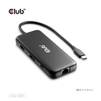 Club3D Dokovací stanice USB-C 8v1, 1xHDMI, 1xDP, 1xUSB-C, 2xUSB, 1xRJ45, černá