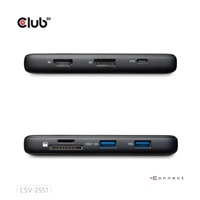 Club3D Dokovací stanice USB-C 8v1, 1xHDMI, 1xDP, 1xUSB-C, 2xUSB, 1xRJ45, černá