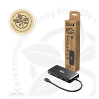 Club3D Dokovací stanice USB-C 8v1, 1xHDMI, 1xDP, 1xUSB-C, 2xUSB, 1xRJ45, černá