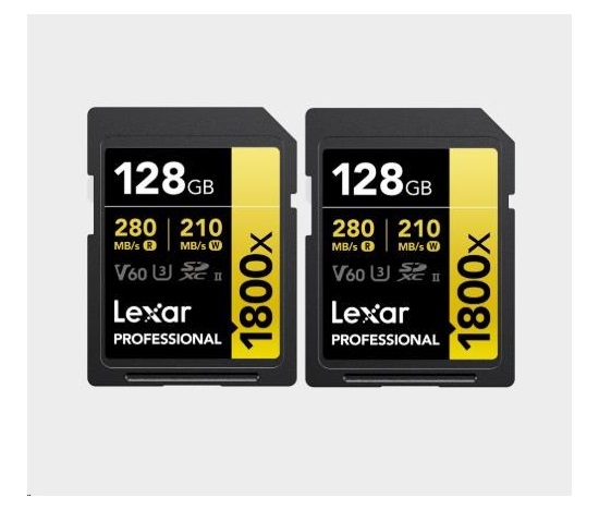 Lexar SDXC Pro 1800x U3 UHS-II R280/W210 (V60) 128GB - 2pack