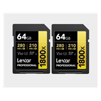 Lexar SDXC Pro 1800x U3 UHS-II R280/W210 (V60) 64GB - 2pack